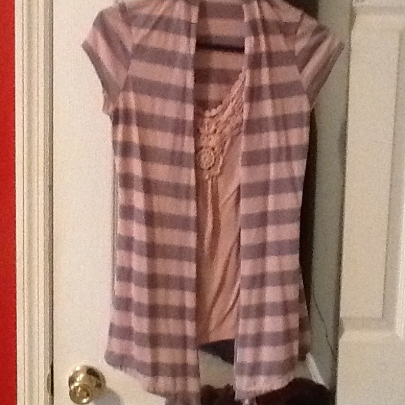 Pink & silver stripe shirt one pc