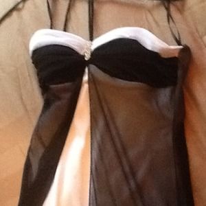 Black & white halter dress matching shoes