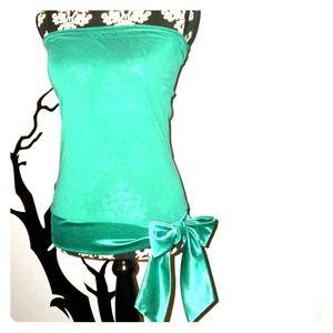 Strapless Satin Bow Top