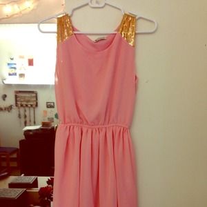 Pink Dress with Gold Sequins