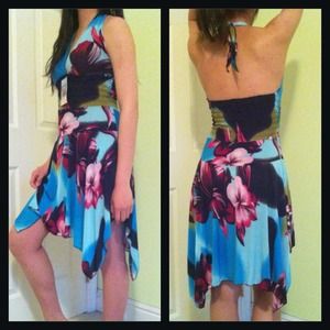 Tropical Open-Back Dress