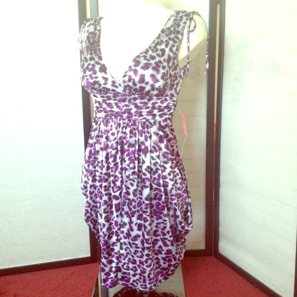 NEW Purple Cheetah Animal Print Draped Dress Small