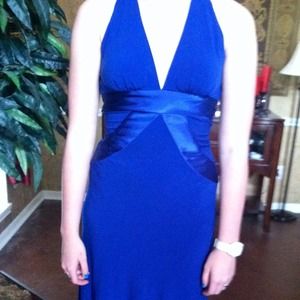 Medium Lycra Royal Blue hi-low dress