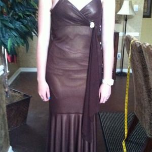 Brown/gold underlay Cache dress