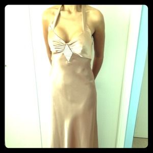 👗CHAMPAIGN SATIN FORMAL GOWN WITH RHINESTONES👗