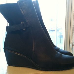 Black wedge heel ankle boots