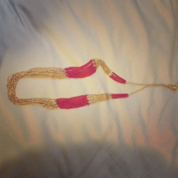Pink and gold chain necklace