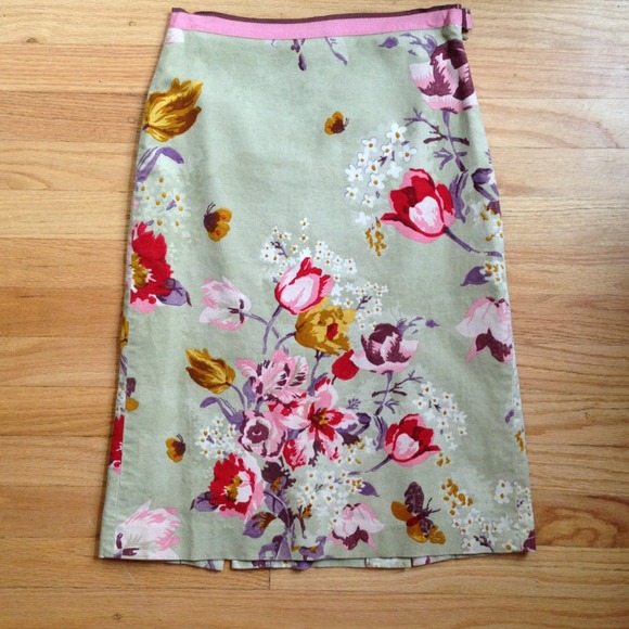 Anthropologie elevenses floral mint pencil skirt