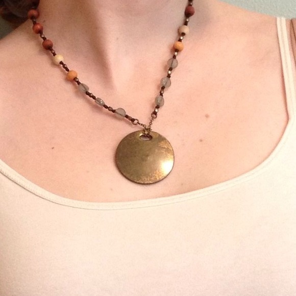 Brass medallion necklace