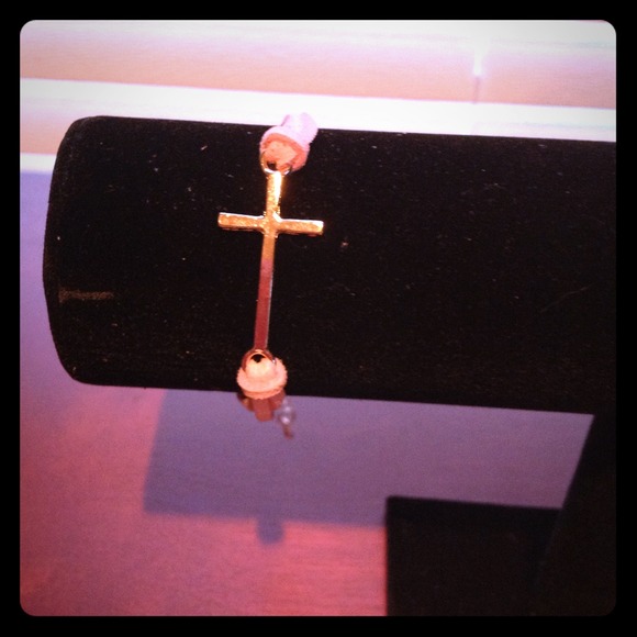 Qty 2 Jewelry - Faux leather pink gold cross bracelet