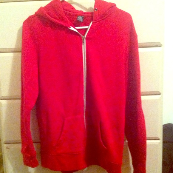 Plain Red Zip Up Hoodie