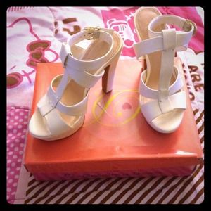 Jessica Simpson White Ankle Strap Heels