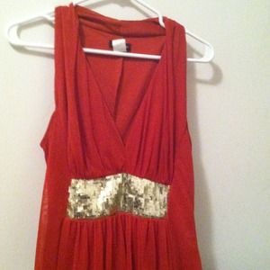 Dark orange dress with Gold sequence