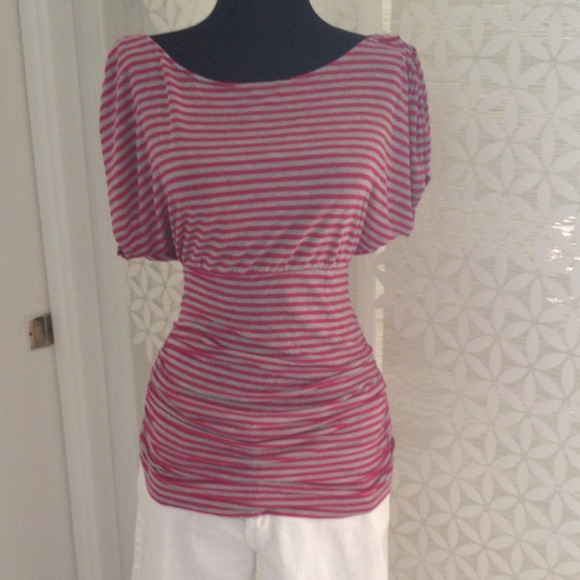 ✨TRADED✨ Pink grey stripe top