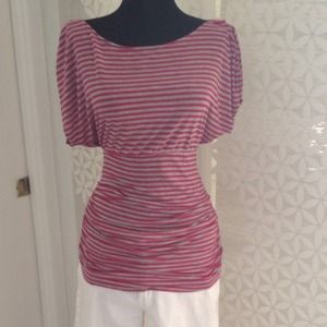 ✨TRADED✨ Pink grey stripe top