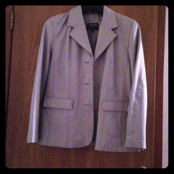 Pale blue leather blazer size XL