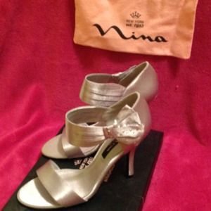 Satin ankle cuffed rhinestone closure