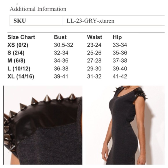 Sexy grey spike med; cutout dress - Picture 2 of 2