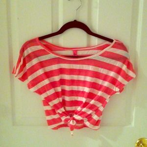 Self-tie Pink Striped Top
