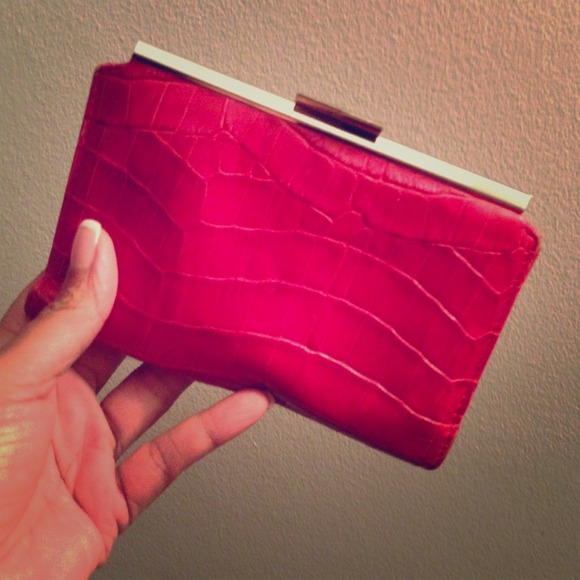 Genuine leather Abas wallet in red croc print