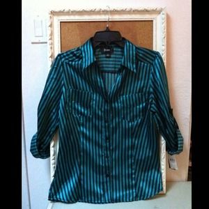 Emerald green/black striped top