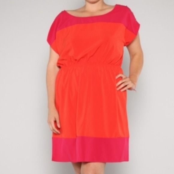 SALE❤NWOT hot pink/orange plus size boutique dress