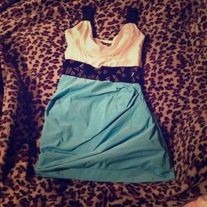 Blue and white BEBE dress.