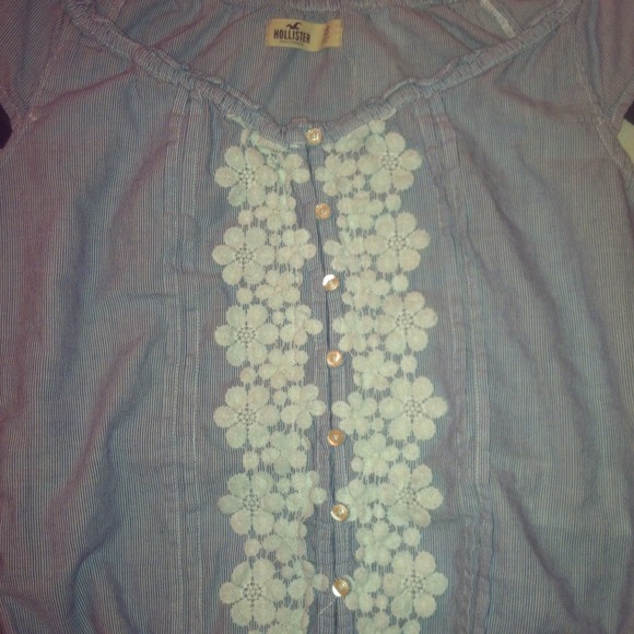 Pin striped shirt with white flowers