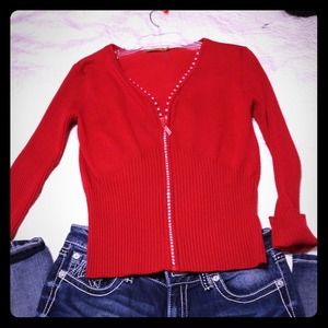 Cute red sweater with bling zipper! (Will bundle)