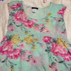 SOLD!!!Cute minty blouse with flowers!