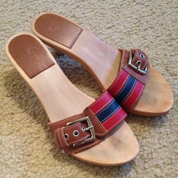 Coach Blue and Red Stripe Sandals - Picture 2 of 4