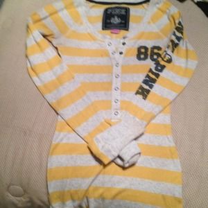 Victoria's secret gray and yellow long sleeved tee