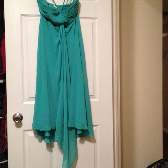 Turquoise colored prom dress
