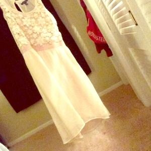 Reduced high low neutral color dress