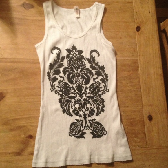 White tank with black design
