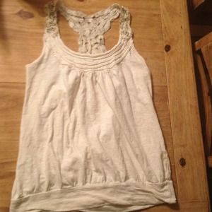Cream Top with Flora detail Racerback