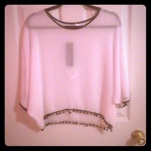 SOLD! Sheer Top with Pom detail! NWT!