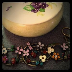 Lucky Brand Bracelet. Lady Bug and Flowers