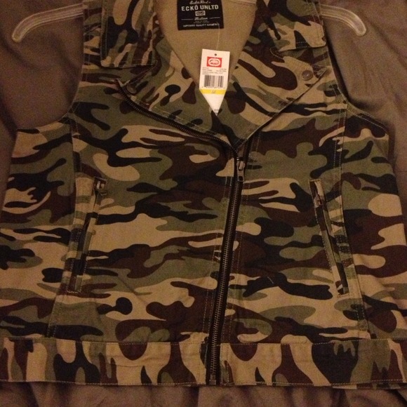 Camo denim vest