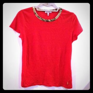 Juicy Couture Red Linen tee and necklace bundle
