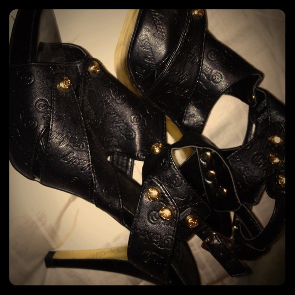 Fabulosity Black Gladiator heels sz 7