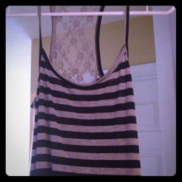 SOLD Navy & grey maxi dress with lace back