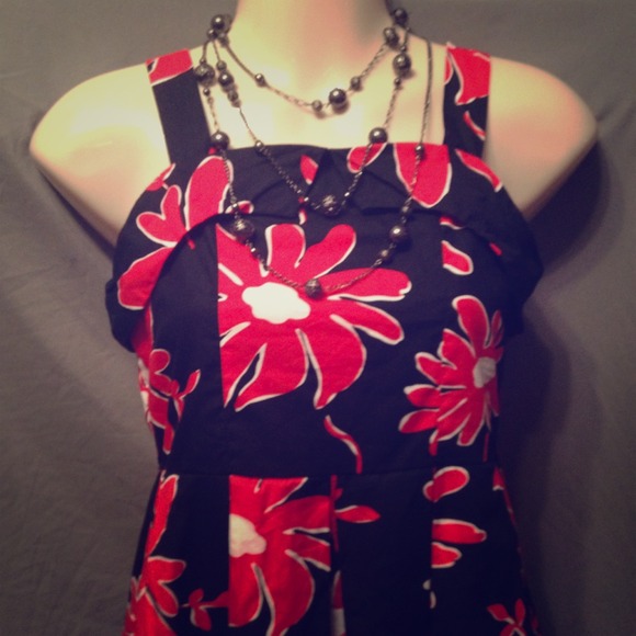 Jenny and Me Black and Red Floral Summer Dress