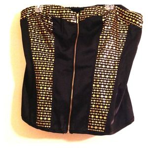 Hold!Reduced!Black/gold zippered corset top!! NWT
