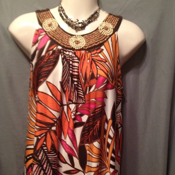 Very Classy Beaded Floral Summer Dress Size 10