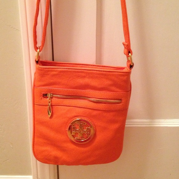 Tangerine satchel bag.