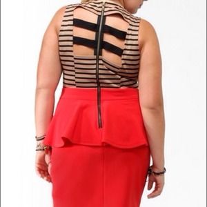 ❤On holdNude/coral orangey peplum @nycretro99