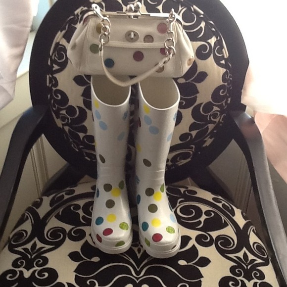 Coach polka dot boots size 8 & coach purse