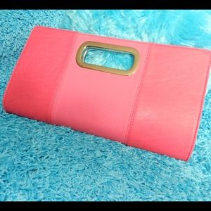REDUCED! Fuchsia leather clutch