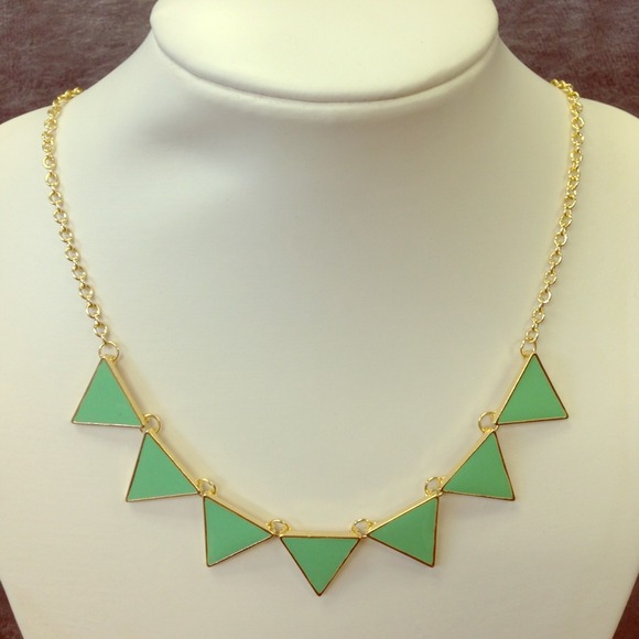 Mint triangle necklace w/ gold chain